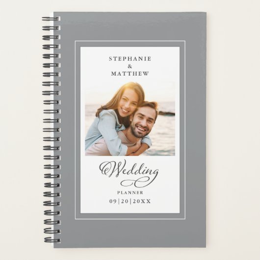 Aangepaste foto voor bruiloft Grijs Wit legant scr Planner (Voorkant)