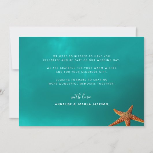 Aangepaste foto voor bruiloft met bestemming stran bedankkaart (Achterkant)