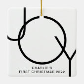 Aangepaste foto voor eerste kerstcadeau met joy Cu Keramisch Ornament (Achterkant)
