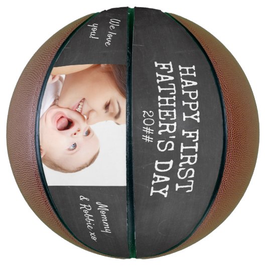 Aangepaste foto voor eerste vaderdag Chalkboard Basketbal (Verticaal)