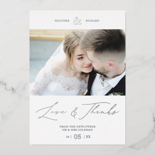 Aangepaste foto voor getrouwde liefdes en Bedankt Folie Uitnodiging (Voorkant)