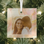 Aangepaste foto voor grafische Abstracte kunst Wat Glas Ornament<br><div class="desc">Abstracte Waterverf Perzikverf Aangepast Ornament foto's</div>