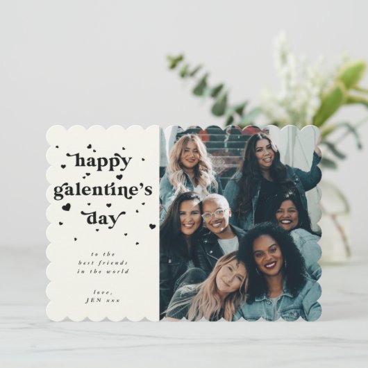 Aangepaste foto voor Happy Galentine-dag Feestdagenkaart (Staand voorkant)