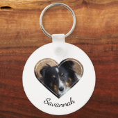Aangepaste foto voor hartvorm met een naam sleutelhanger (Voorkant)