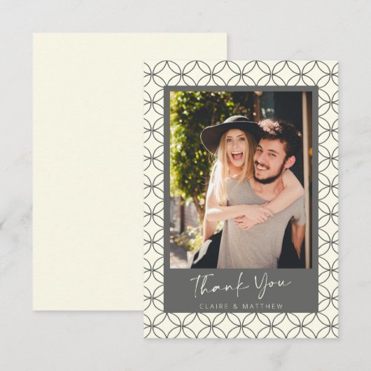 Aangepaste foto voor hedendaagse kunst Deco Wedden Bedankkaart (Voorkant / Achterkant)