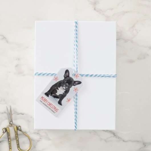 Aangepaste foto voor honden cadeaulabel (Met Touw)