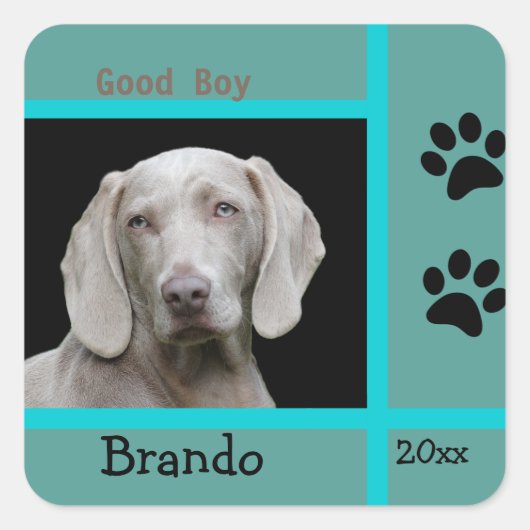 Aangepaste foto voor honden vierkante sticker (Voorkant)