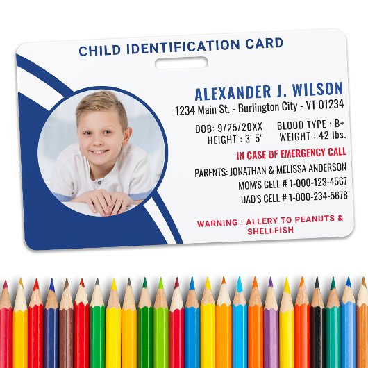 Aangepaste foto voor identificatie van kinderen bi badge