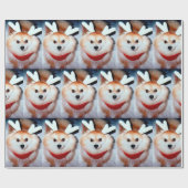 Aangepaste foto voor kerstpuppy Dog Pomeranian Cadeaupapier (Vlak)