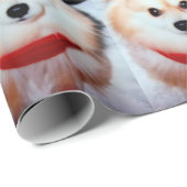 Aangepaste foto voor kerstpuppy Dog Pomeranian Cadeaupapier (Rol Hoek)