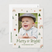 Aangepaste foto voor Merry en Bright Boho Feestdagenkaart (Voorkant / Achterkant)