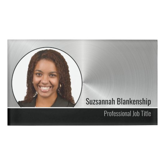 Aangepaste foto voor Metallic Professional Silver  Naambadge (Voorkant)