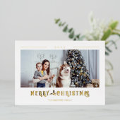 Aangepaste foto voor moderne kerstfeestelijke fees folie feestdagenkaart (Staand Voorkant)