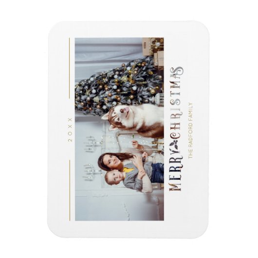 Aangepaste foto voor moderne kerstfeestelijke fees magneet (Verticaal)