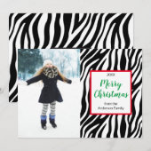 Aangepaste foto voor moderne kerstfeestelijke Zebr Feestdagenkaart (Voorkant / Achterkant)