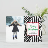 Aangepaste foto voor moderne kerstfeestelijke Zebr Feestdagenkaart (Staand voorkant)