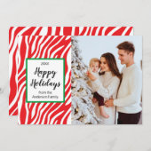 Aangepaste foto voor moderne kerstfeestelijke Zebr Feestdagenkaart (Voorkant / Achterkant)