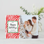 Aangepaste foto voor moderne kerstfeestelijke Zebr Feestdagenkaart (Staand voorkant)