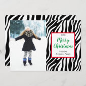 Aangepaste foto voor moderne kerstfeestelijke Zebr Feestdagenkaart (Voorkant / Achterkant)