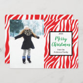 Aangepaste foto voor moderne kerstfeestelijke Zebr Feestdagenkaart (Voorkant / Achterkant)