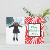 Aangepaste foto voor moderne kerstfeestelijke Zebr Feestdagenkaart (Staand voorkant)