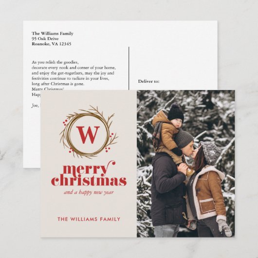 Aangepaste foto voor moderne kerstmis feestdagenkaart (Voorkant / Achterkant)