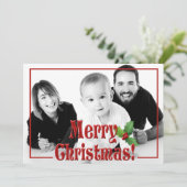 Aangepaste foto voor moderne prettige kerstrode ov feestdagenkaart (Staand voorkant)
