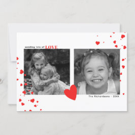 Aangepaste foto voor moderne rode harten Valentijn Feestdagenkaart