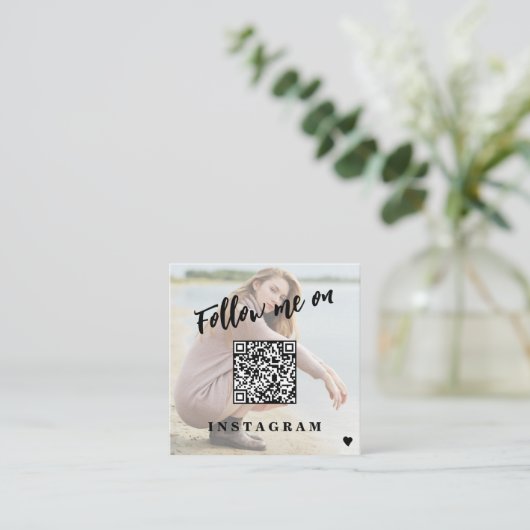 Aangepaste foto voor moderne sociale media QR CODE Vierkante Visitekaartje (Staand voorkant)