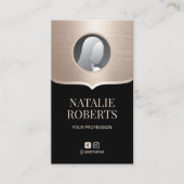 Aangepaste foto voor moderne zwarte en gouden soci visitekaartje (Voorkant)