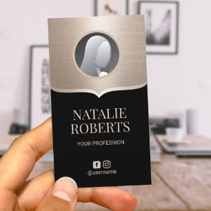 Aangepaste foto voor moderne zwarte en gouden soci visitekaartje