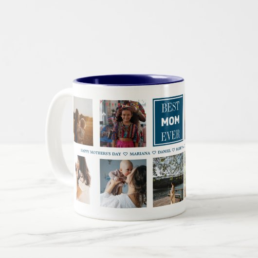 Aangepaste foto voor moederdag tweekleurige koffiemok (Voorkant links)