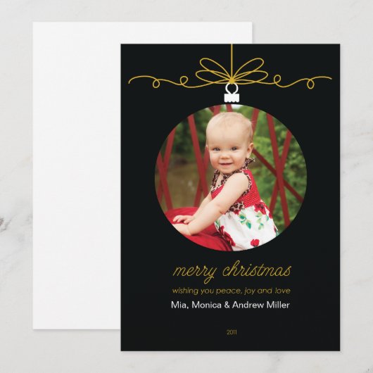 Aangepaste foto voor ornament Black achtergrond Feestdagenkaart (Voorkant / Achterkant)