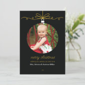 Aangepaste foto voor ornament Black achtergrond Feestdagenkaart (Staand voorkant)