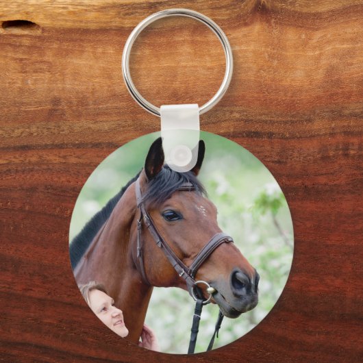 Aangepaste foto voor paarden sleutelhanger (Voorkant)