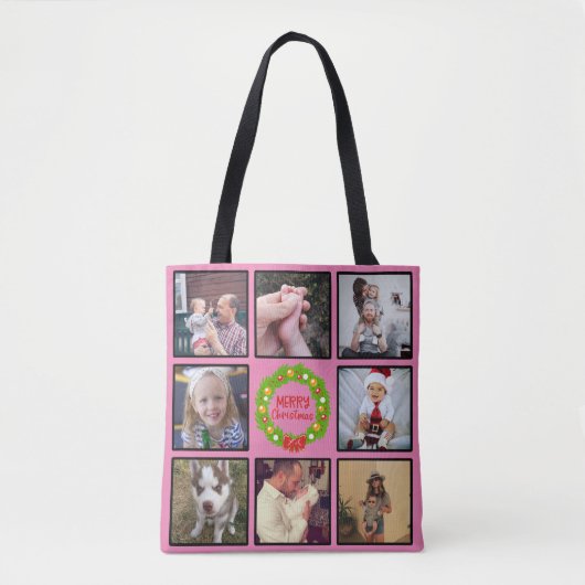 Aangepaste foto voor prettige kerstmis - Collage Tote Bag (Voorkant)