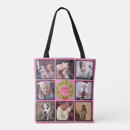 Aangepaste foto voor prettige kerstmis - Collage Tote Bag (Achterkant)