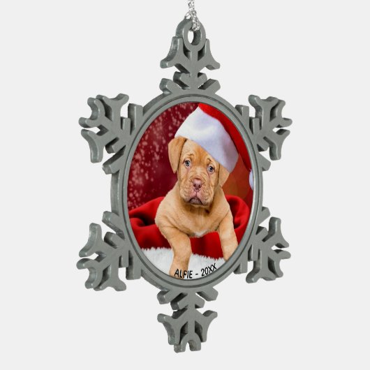 Aangepaste foto voor puppy Dog Tin Sneeuwvlok Ornament (Links)