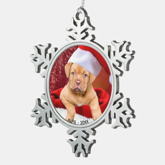 Aangepaste foto voor puppy Dog Tin Sneeuwvlok Ornament (Rechts)