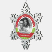 Aangepaste foto voor rode en groene kerst tin sneeuwvlok ornament (Rechts)
