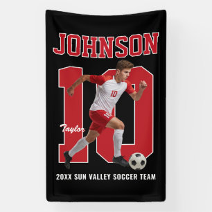 Aangepaste foto voor senior voetbalspeler met rugn spandoek