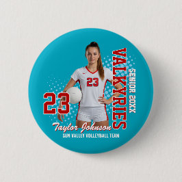 Aangepaste foto voor senior volleybalspeler sportt ronde button 5,7 cm