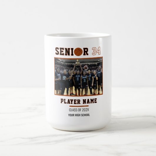 Aangepaste foto voor seniorenavond basketbal koffiemok (Center)