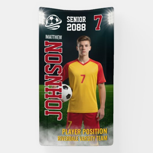 Aangepaste foto voor seniorenavond voetbalteam spandoek (Verticaal)
