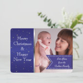 Aangepaste foto voor Starry Midnight Blue Elegant Feestdagenkaart (Staand voorkant)