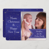 Aangepaste foto voor Starry Midnight Blue Elegant Feestdagenkaart (Voorkant / Achterkant)