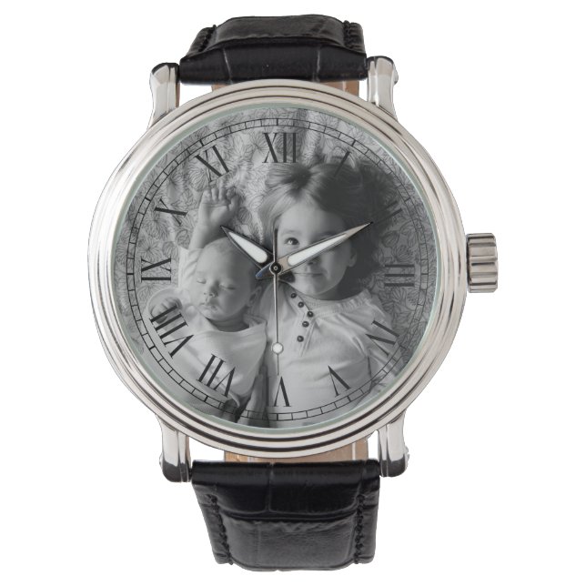 Aangepaste foto voor zwarte en witte stijl horloge (Voorkant)