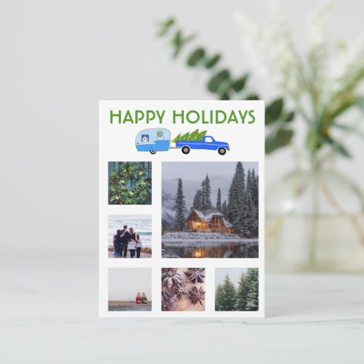 AANGEPASTE FOTO Vrachtwagen Camper Kerstvakantie Briefkaart (Staand voorkant)