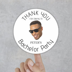 Aangepaste foto vrijgezellenfeest Dank u Ronde Sticker