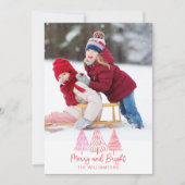 Aangepaste Foto Vrolijk Helder Roze Rode Bomen Ker Feestdagenkaart (Voorkant)